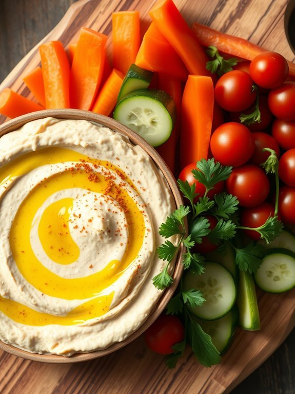 hummus served with vegetables