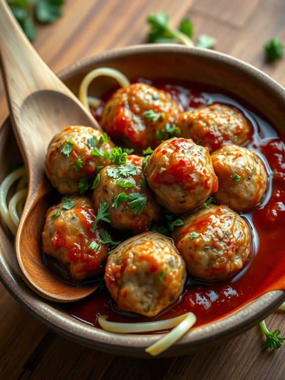 keto meatballs with sauce