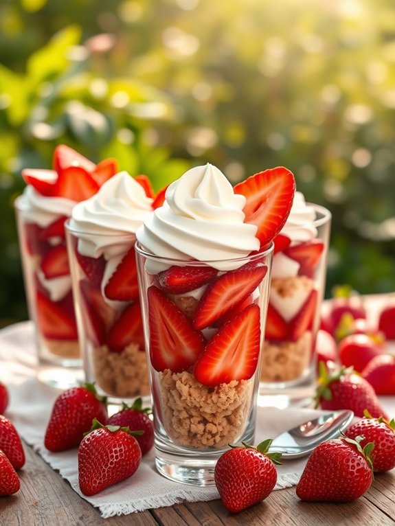 layered dessert with strawberries