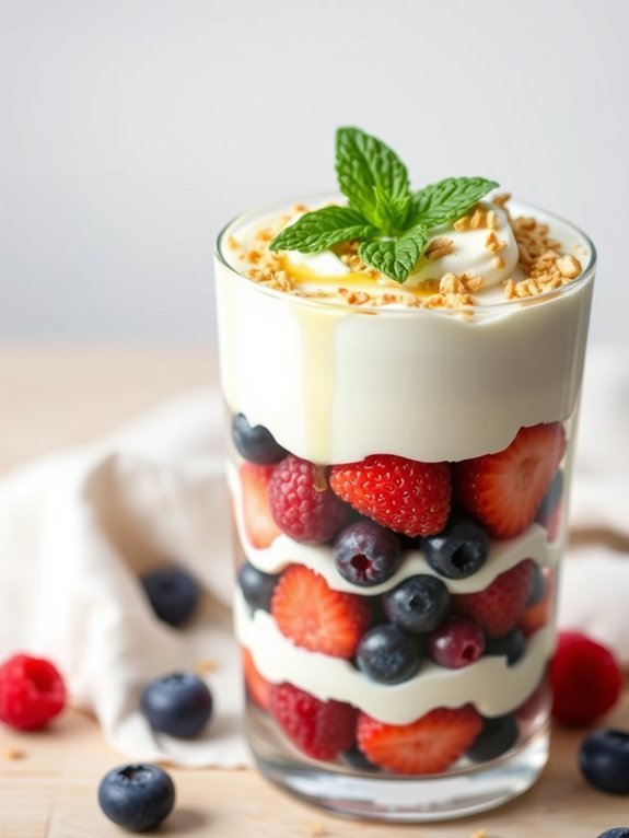 layered yogurt fruit dessert