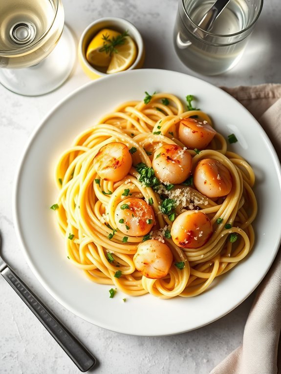 lemon infused scallop pasta dish