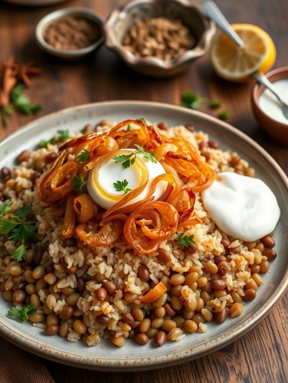 lentils rice onions dish