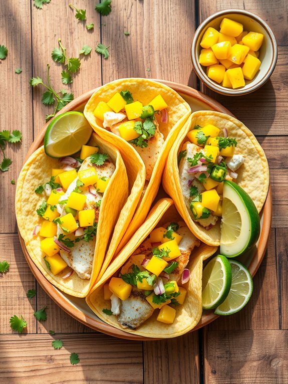 mango salsa fish tacos