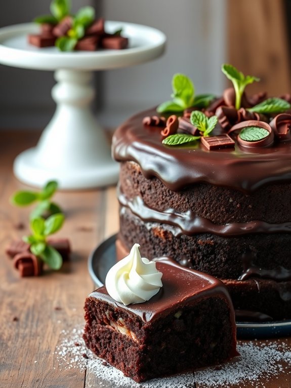 mint infused dark chocolate cake