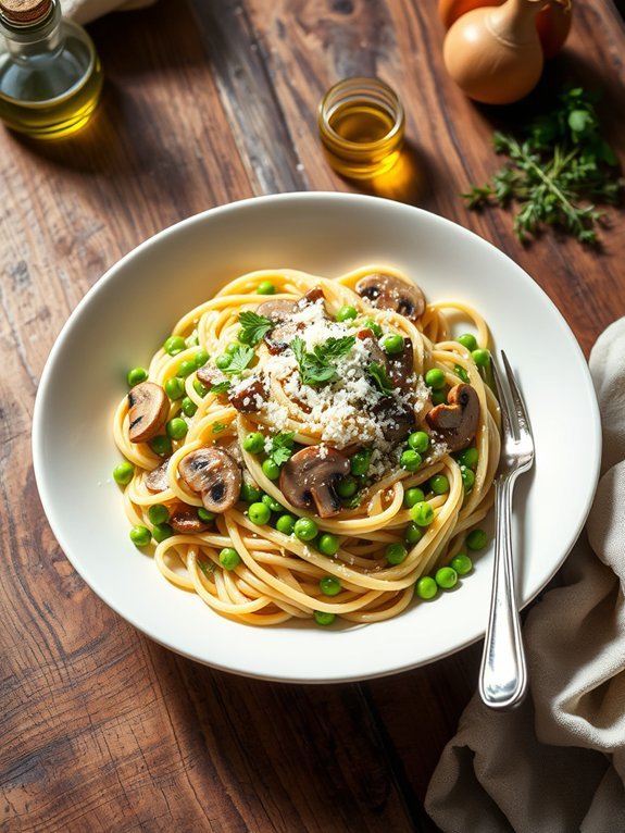 mushroom and pea pasta