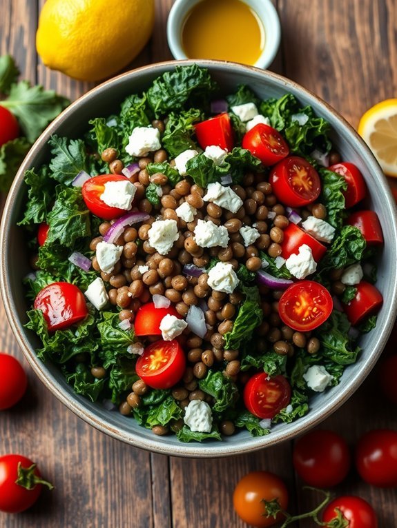 nutritious lentil kale mix