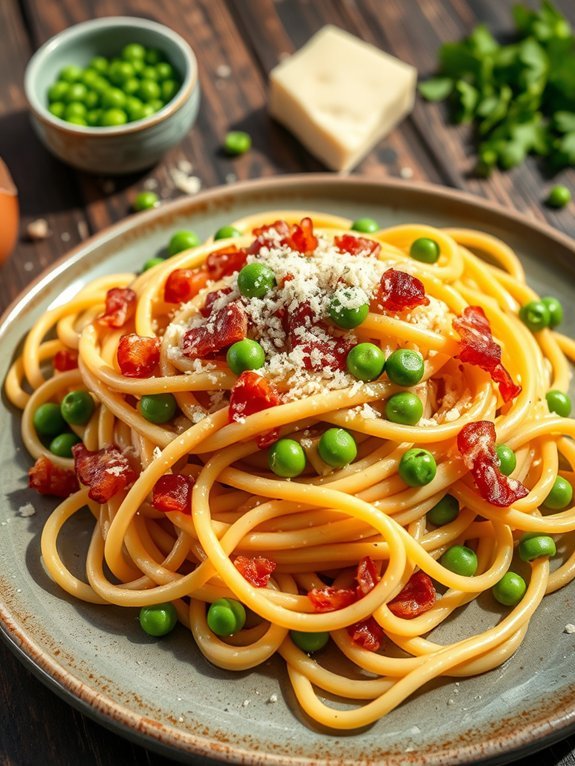 pasta dish with bacon