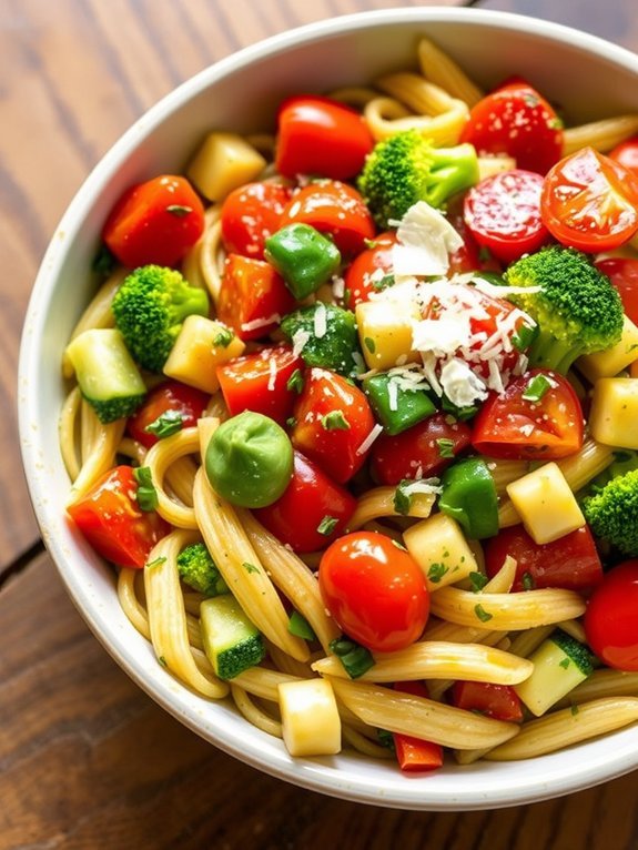 pasta dish with pesto