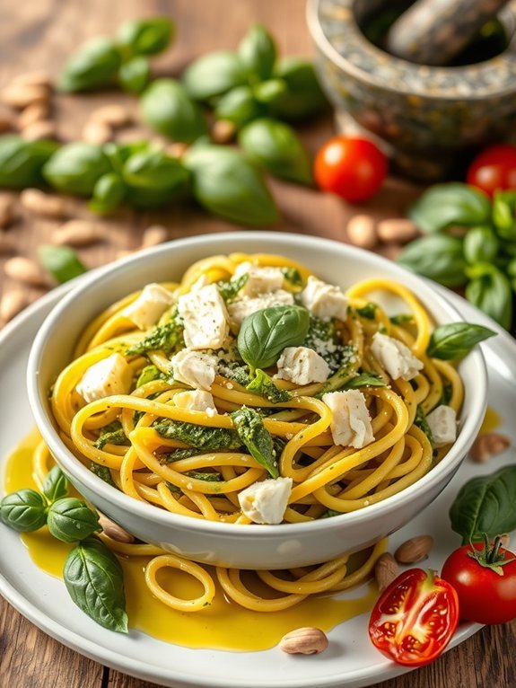 pasta with pesto sauce