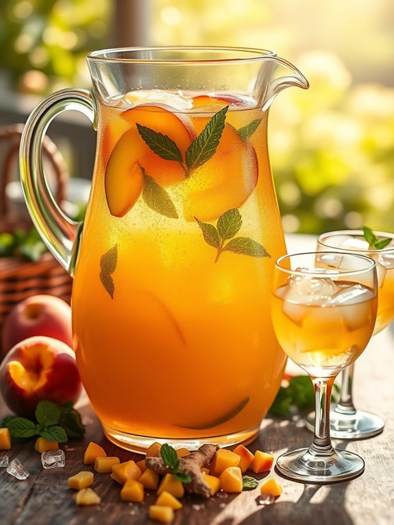 peachy ginger sparkling beverage