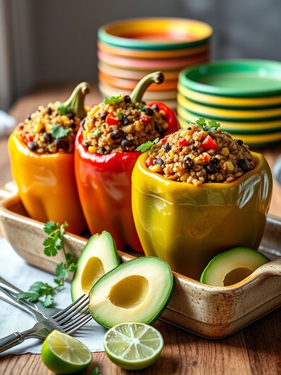 quinoa black bean stuffed peppers