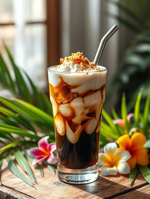 refreshing coconut coffee beverage