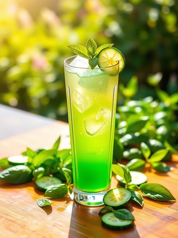 refreshing cucumber basil cocktail