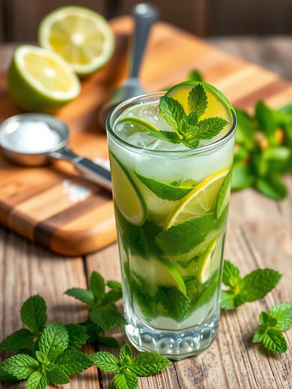 refreshing mint lime cocktail