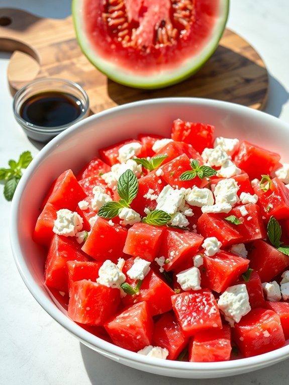 refreshing watermelon feta mix