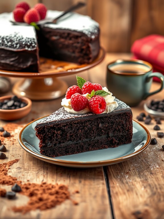 rich egg based chocolate cake