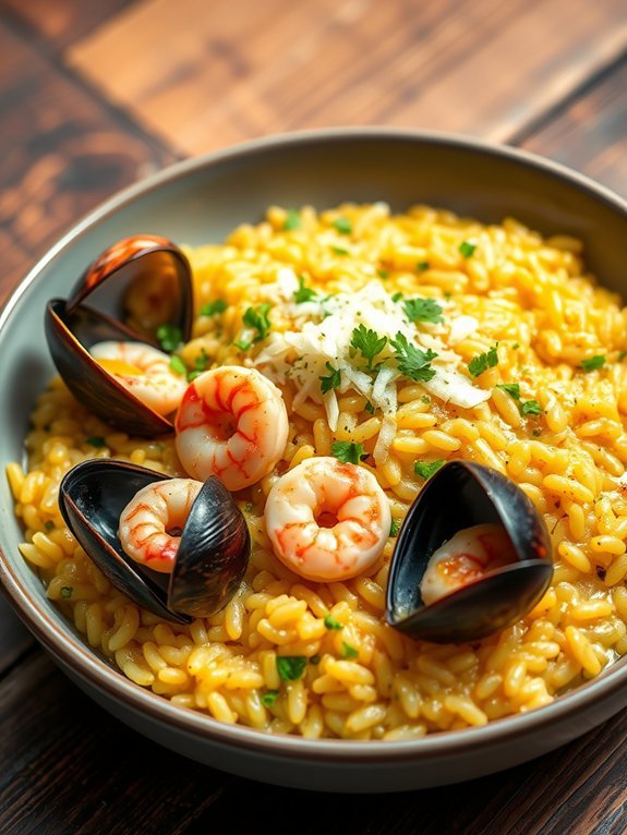 saffron infused seafood risotto