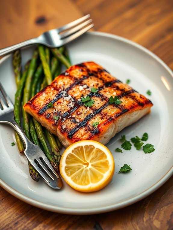 salmon grilled with asparagus