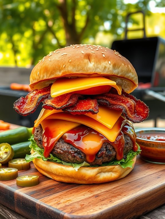 savory bacon topped burger