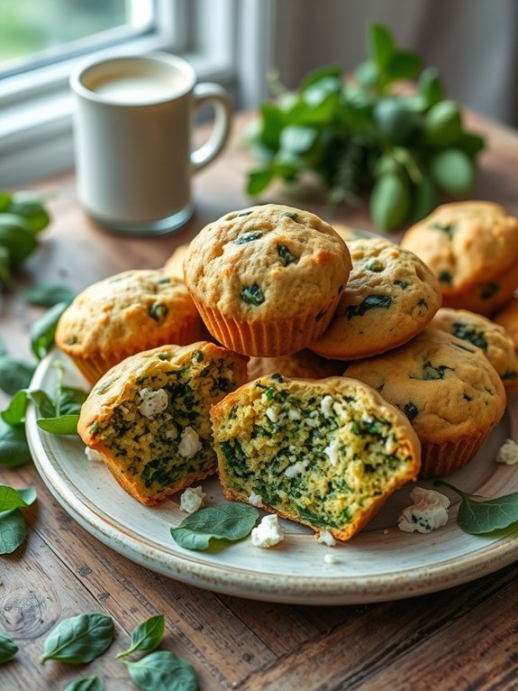 savory muffins with spinach