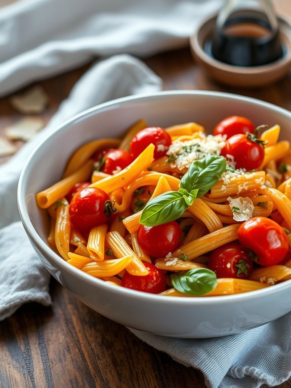 savory pasta with tomatoes