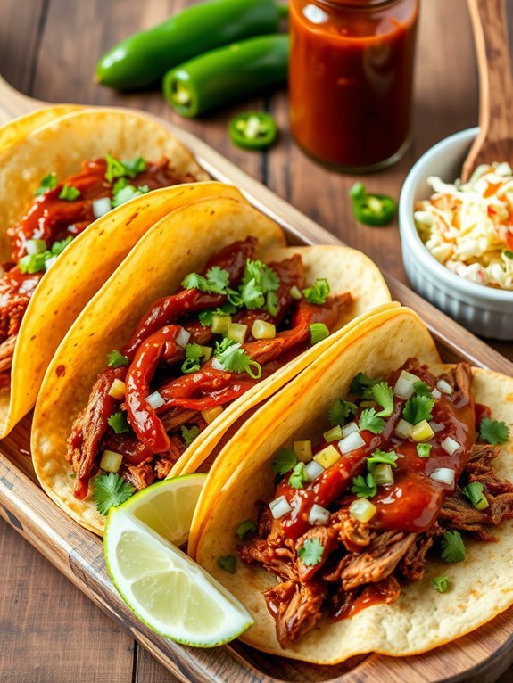 savory shredded pork tacos