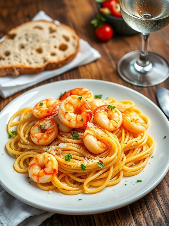 savory shrimp garlic pasta