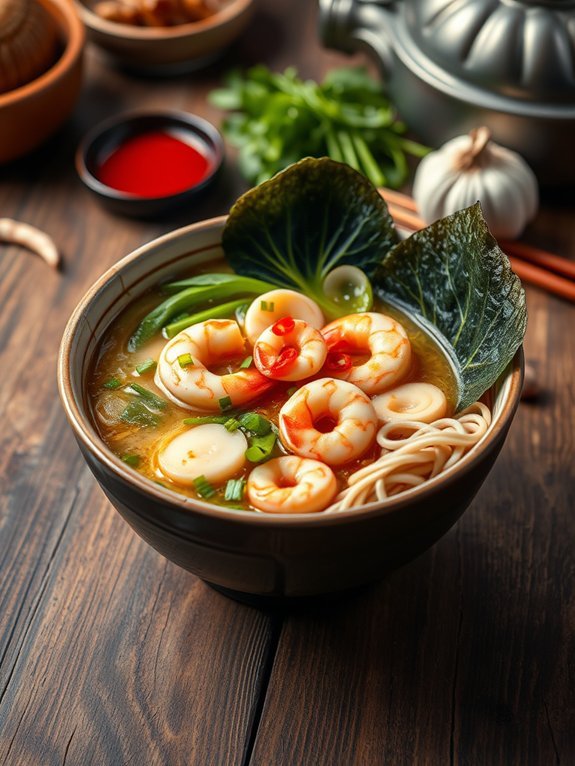 seafood infused ramen dish