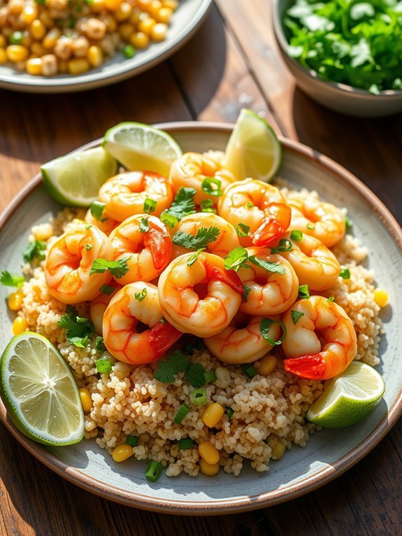 shrimp cooked with quinoa