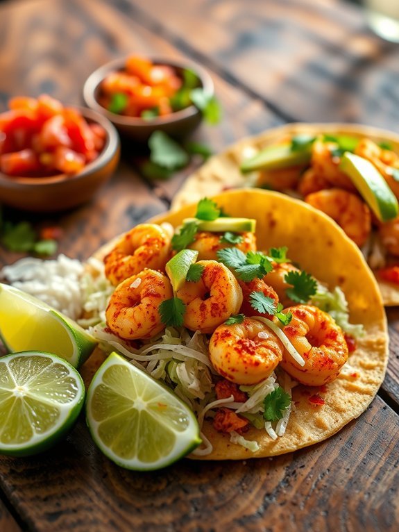 shrimp tacos with lime