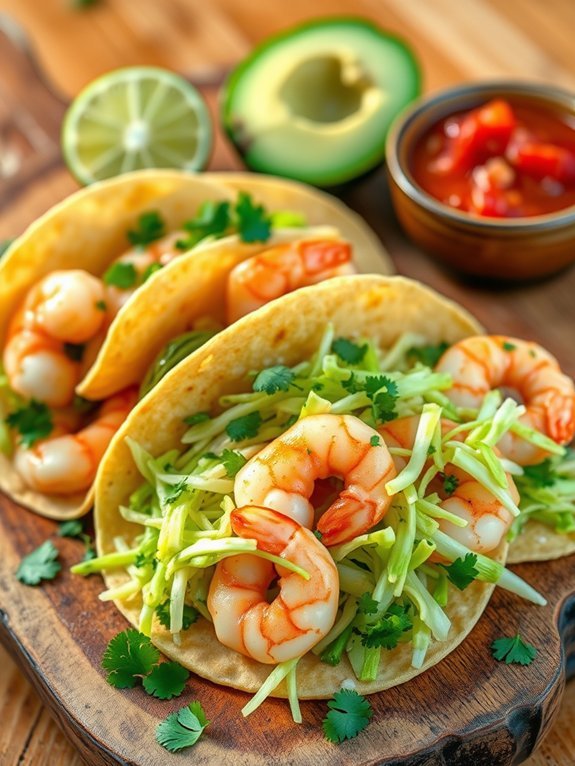 shrimp tacos with slaw