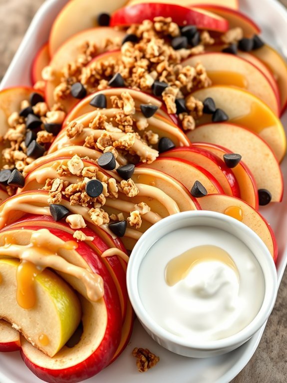 sliced apples with toppings