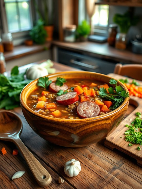 smoky sausage lentil soup