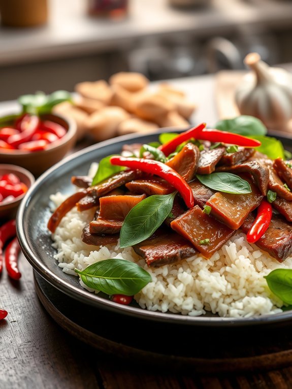 spicy basil beef stir fry