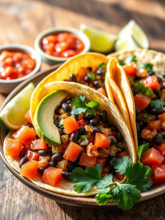 spicy black bean tacos