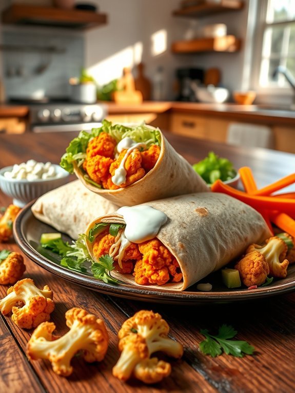 spicy cauliflower tortilla wrap