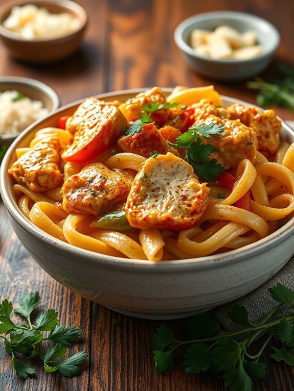 spicy pasta with chicken