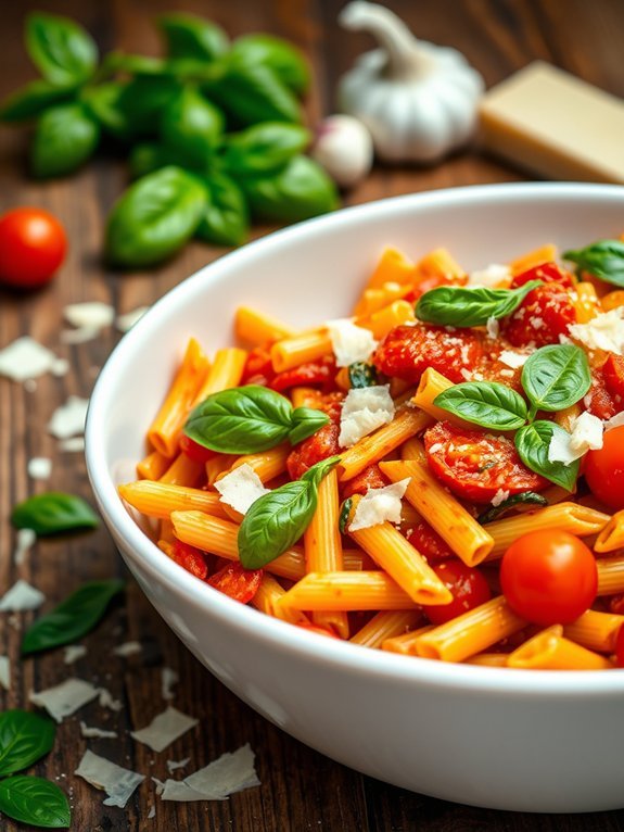 spicy roasted vegetable pasta