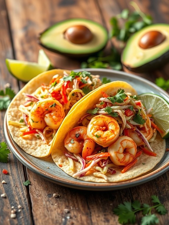 spicy shrimp tacos slaw