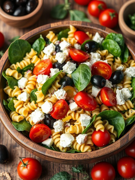 spinach feta pasta salad