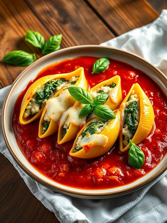 spinach ricotta pasta dish