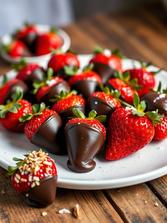 strawberries coated in chocolate