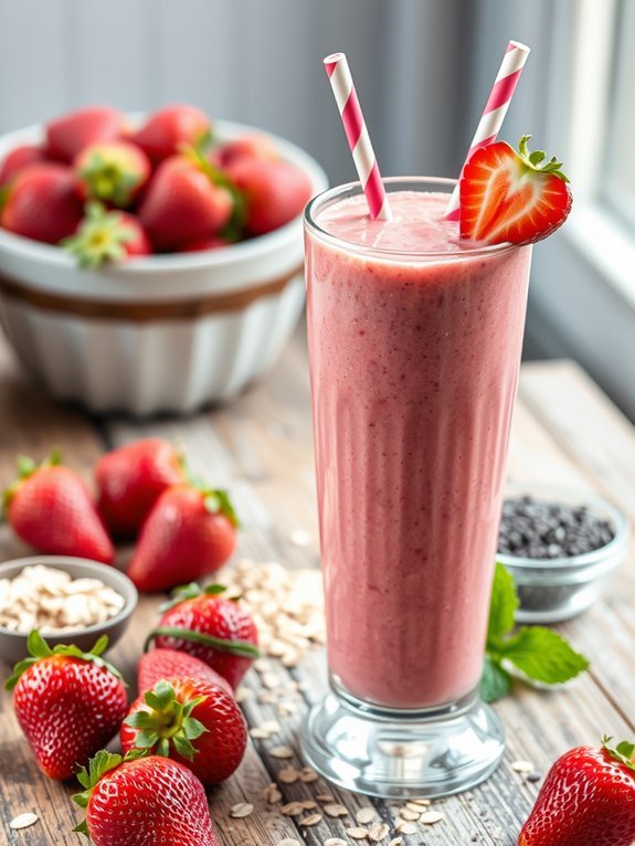 strawberry oatmeal protein smoothie