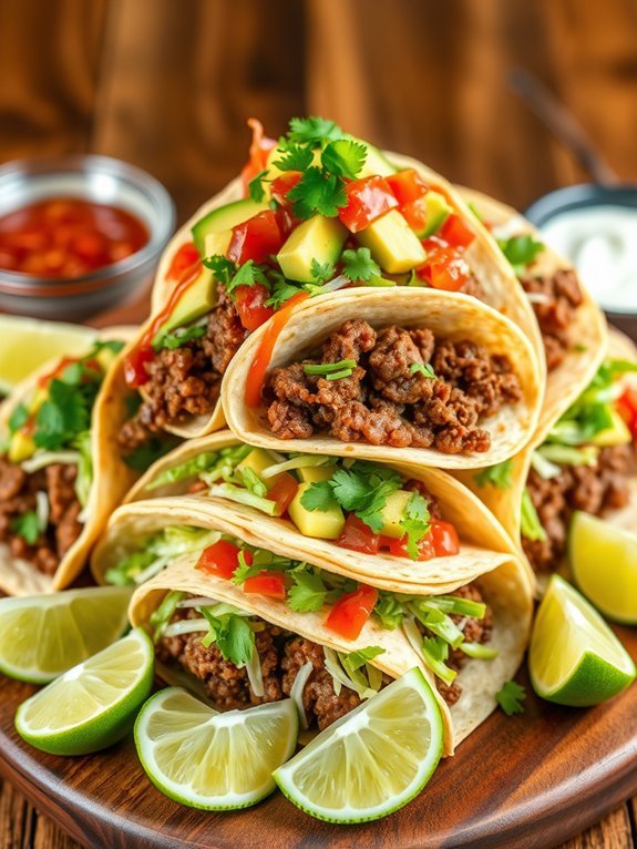 tacos with spicy beef