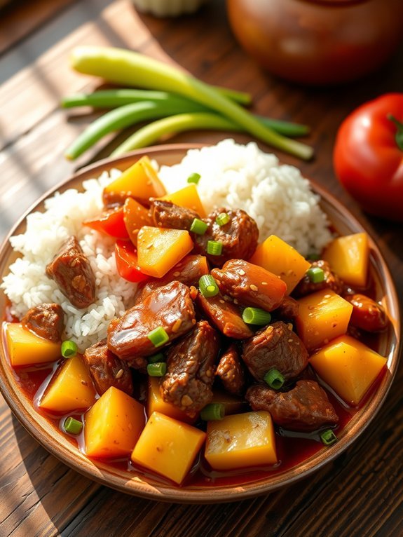 tangy beef stir fry dish