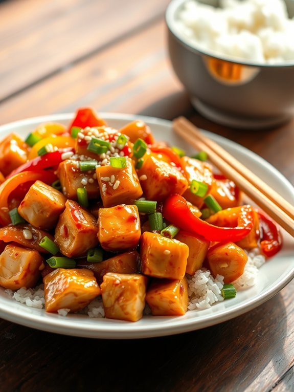 teriyaki chicken with peppers