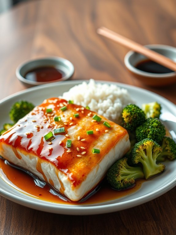 teriyaki glazed fish dish