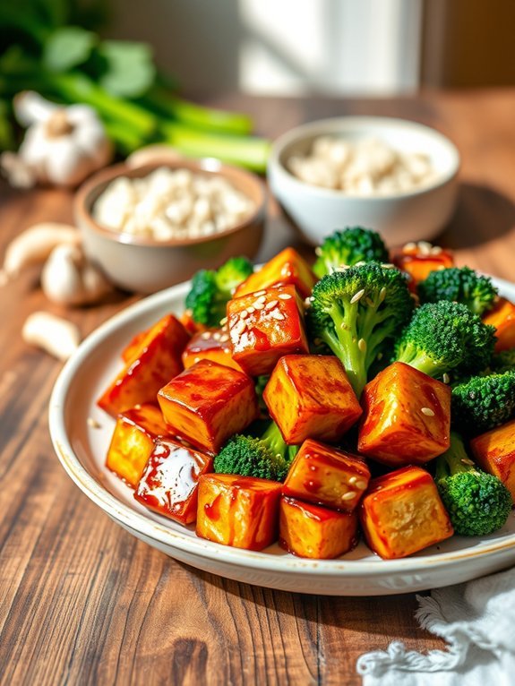 teriyaki glazed tofu broccoli