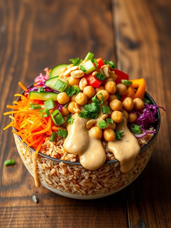 thai inspired nutritious grain bowl