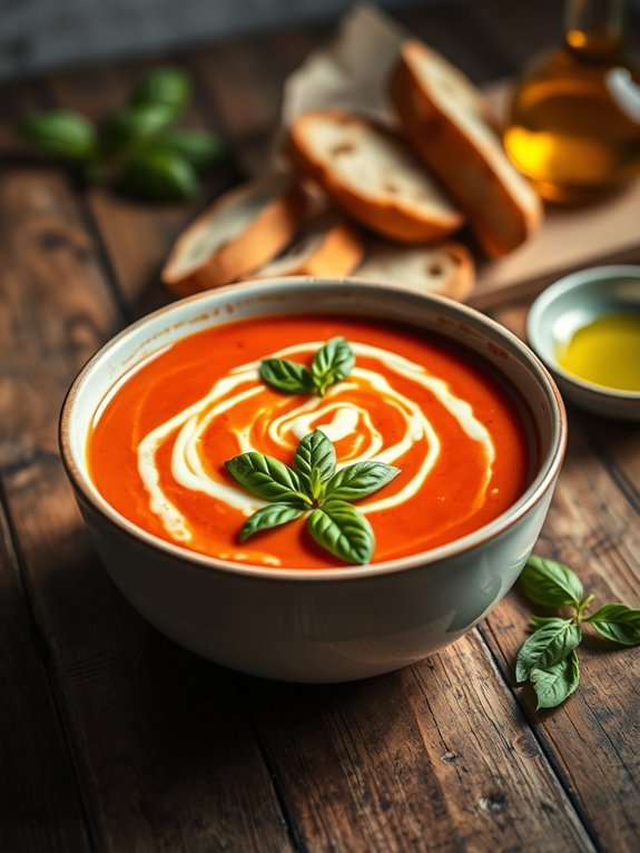 tomato soup with mozzarella